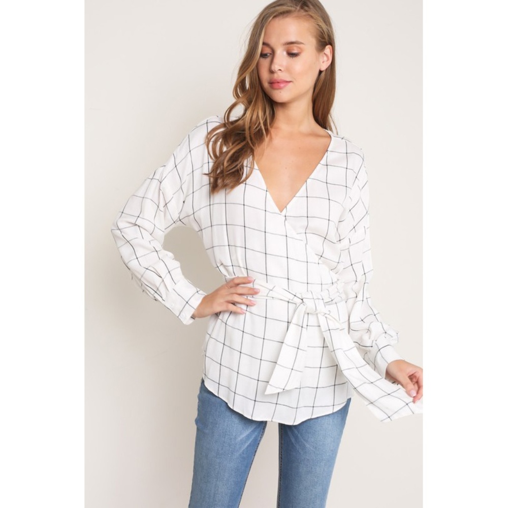 White Plaid Blouse